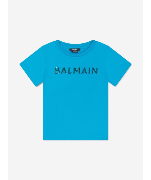 Balmain Boys Logo T-Shirt in Blue Paris Déstockage Promo