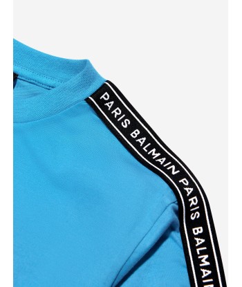 Balmain Boys Logo T-Shirt in Blue Toutes les collections ici