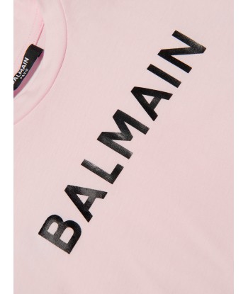 Balmain Girls Logo Print T-Shirt in Pink Vous souhaitez 