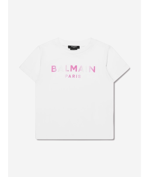 Balmain Girls Logo T-Shirt in White meilleur choix