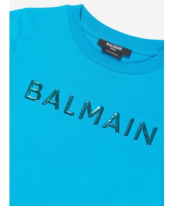 Balmain Boys Logo T-Shirt in Blue Paris Déstockage Promo