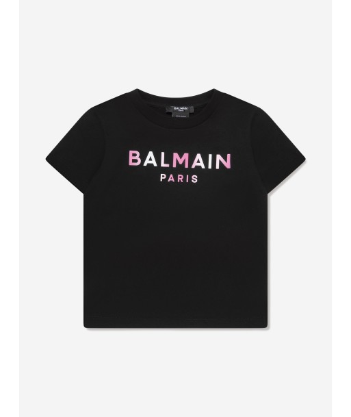 Balmain Girls Logo T-Shirt in Black de la marque