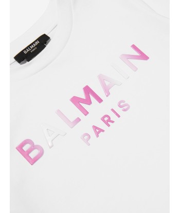 Balmain Girls Logo T-Shirt in White meilleur choix