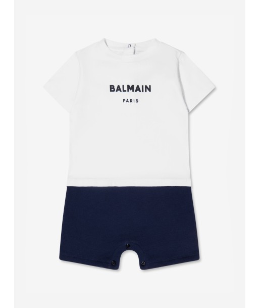 Balmain Baby Boys Logo Romper in White Fin de série