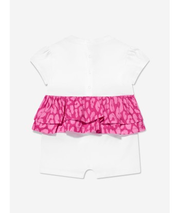 Balmain Baby Girls Leopard Ruffle Romper in White est présent 