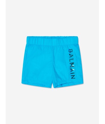 Balmain Baby Boys Logo Swim Shorts in Blue Fin de série