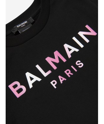 Balmain Girls Logo T-Shirt in Black de la marque