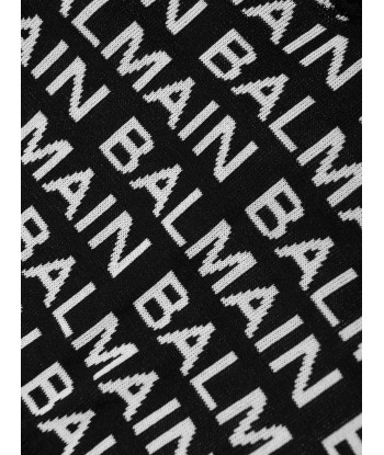 Balmain Girls Knitted Logo Hoodie in Black en linge