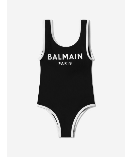 Balmain Girls Logo Print Swimsuit in Black 2024