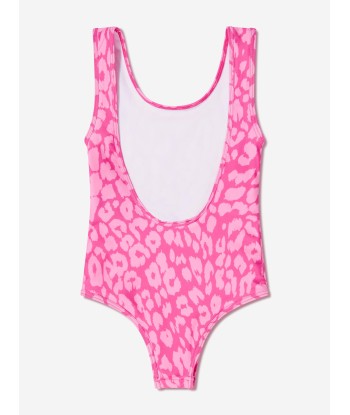 Balmain Girls Leopard Print Swimsuit in Pink pas cher 