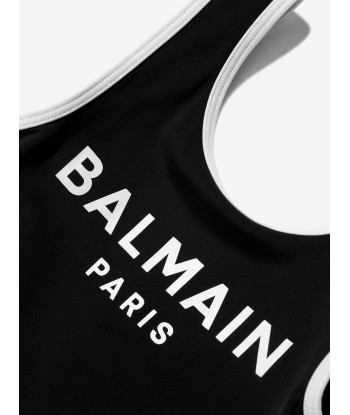 Balmain Girls Logo Print Swimsuit in Black 2024