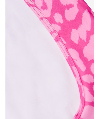 Balmain Girls Leopard Print Swimsuit in Pink pas cher 