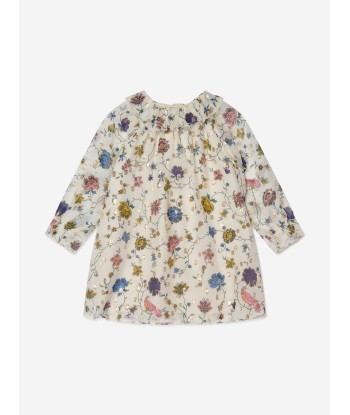 Bonpoint Baby Girls Silk Floral Teale Dress soldes