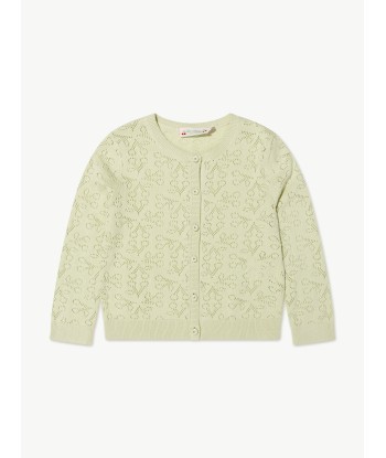 Bonpoint Girls Knitted Cardigan in Green le concept de la Pate a emporter 