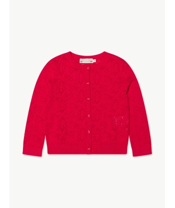 Bonpoint Girls Knitted Cardigan in Red en ligne