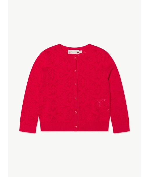 Bonpoint Girls Knitted Cardigan in Red en ligne