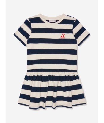 Bonpoint Girls Striped Amaia Dress in Navy brillant des détails fins