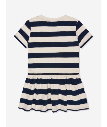 Bonpoint Girls Striped Amaia Dress in Navy brillant des détails fins