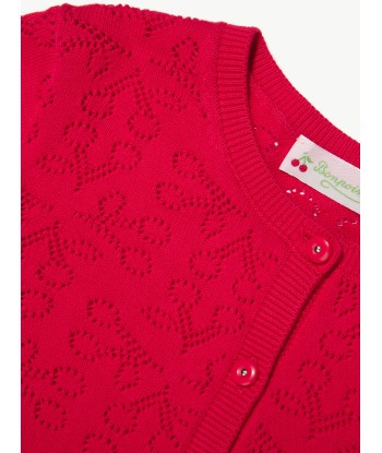 Bonpoint Girls Knitted Cardigan in Red en ligne