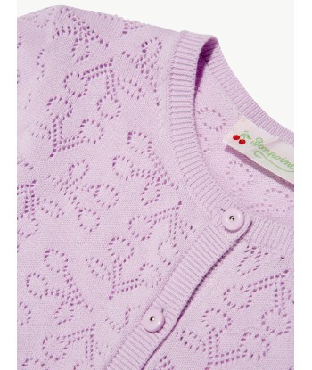 Bonpoint Girls Knitted Cardigan in Lilac JUSQU'A -70%! 