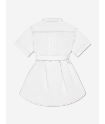 Bonpoint Girls Christa Belted Shirt Dress in White Voir les baskets