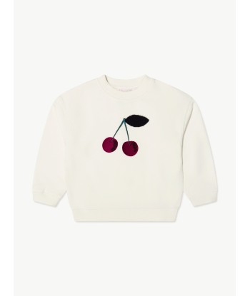 Bonpoint Girls Cherry Tayla Sweatshirt in White Véritable concentré