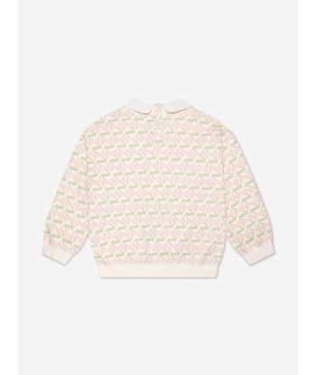 Bonpoint Girls Collared Claudine Sweatshirt in Ivory basket pas cher