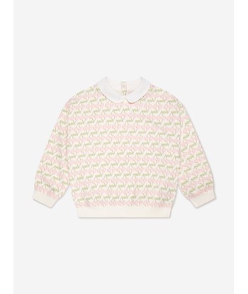 Bonpoint Girls Collared Claudine Sweatshirt in Ivory basket pas cher