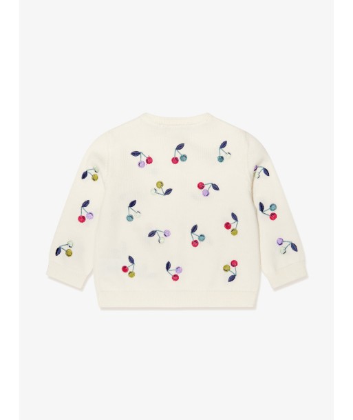 Bonpoint Girls Claudie Cardigan in White ouvre sa boutique