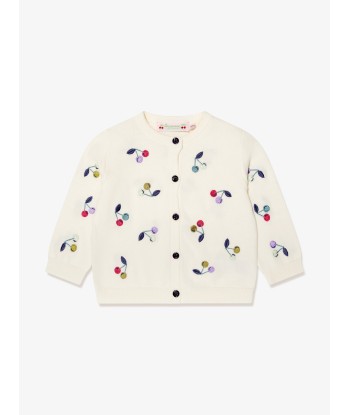 Bonpoint Girls Claudie Cardigan in White ouvre sa boutique