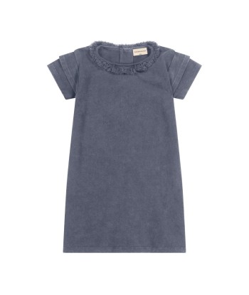 Denim V-neck Short Sleeved Dress Amélioration de cerveau avec