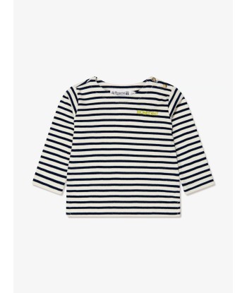 Bonpoint Baby Boys Long Sleeve Striped T-Shirt in Navy brillant des détails fins