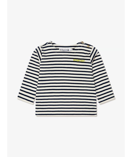 Bonpoint Baby Boys Long Sleeve Striped T-Shirt in Navy brillant des détails fins