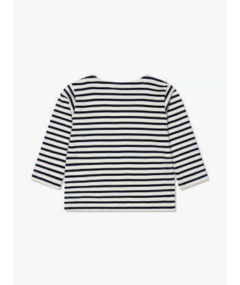 Bonpoint Baby Boys Long Sleeve Striped T-Shirt in Navy brillant des détails fins