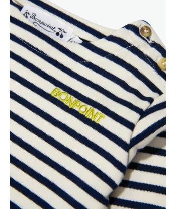 Bonpoint Baby Boys Long Sleeve Striped T-Shirt in Navy brillant des détails fins