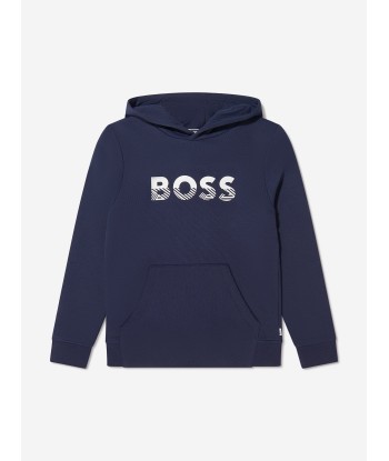 BOSS Boys Logo Print Hoodie rembourrage situé sous