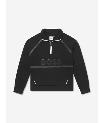 BOSS Boys Logo Print Half Zip Sweatshirt Fin de série