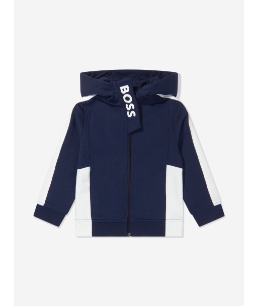 BOSS Boys Logo Print Zip Up Top votre