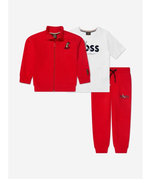 BOSS Boys Bugs Bunny 3 Piece Tracksuit Set In Red pas cheres