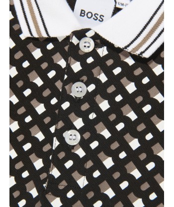 BOSS Baby Boys Monogram Polo Shirt In Brown brillant des détails fins