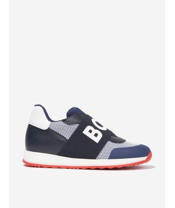 BOSS Boys Logo Trainers In Navy Dans la société mordern