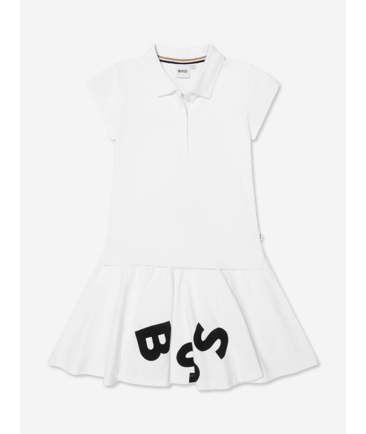 BOSS Girls Polo Dress In White meilleur choix