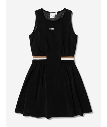 BOSS Girls Sleeveless Dress In Black de pas cher