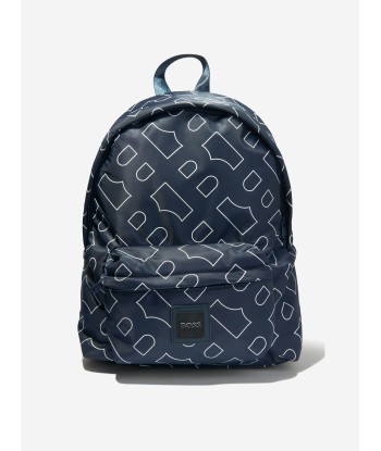 BOSS Kids Monogram Backpack In Navy le des métaux précieux