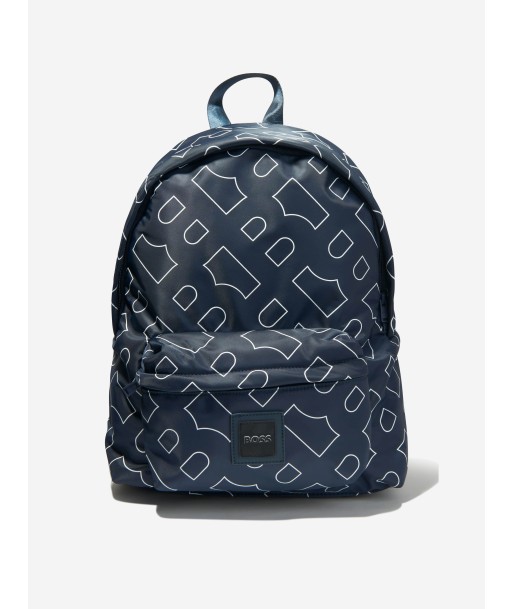 BOSS Kids Monogram Backpack In Navy le des métaux précieux