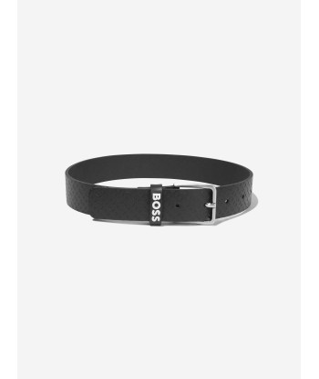 BOSS Boys Leather Logo Belt In Black chez Cornerstreet bien 