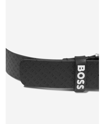 BOSS Boys Leather Logo Belt In Black chez Cornerstreet bien 