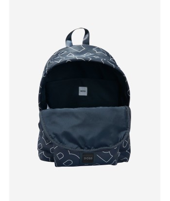 BOSS Kids Monogram Backpack In Navy le des métaux précieux