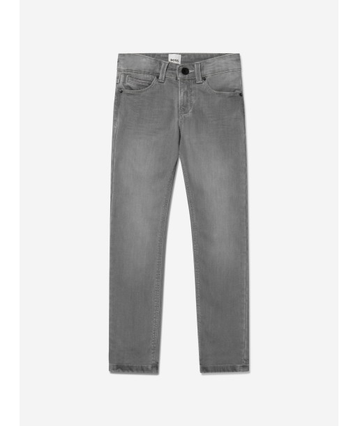 BOSS Boys Denim Stretch Skinny Fit Jeans In Grey pour bénéficier 