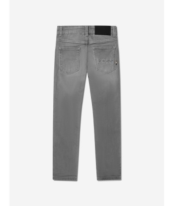 BOSS Boys Denim Stretch Skinny Fit Jeans In Grey pour bénéficier 